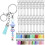 32 Pcs Beadable Keychains Bars, Silver Beadable Keychains Bars Bulk Blank for Keychain Making and 36Pcs Colorful Tassel 1