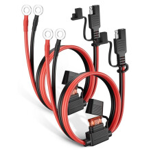 Cable Cargador de Batería SAE de 1,98 Pies (Paquete de 2) con Fusible en Línea de 10 A, Conector SAE de Desconexión Rápida de 16 AWG A Arnés de
