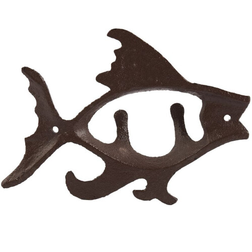 2X Fish with Two Hooks Ocean Series Cast Iron Wall Hook Wall Mount Towel Hanger Hook for Hat, Key, Coats 2