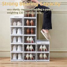 2X Shoe Box Installation-Free Foldable Shoe Organizers with Clear Door Space-Saving Shoe Rack Sturdy Clear Plastic