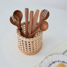 3X Rattan Chopsticks Storage Handmade Spoon Organizer Holder Pen Pencils Organization Vase Support Home Kitchen Decor