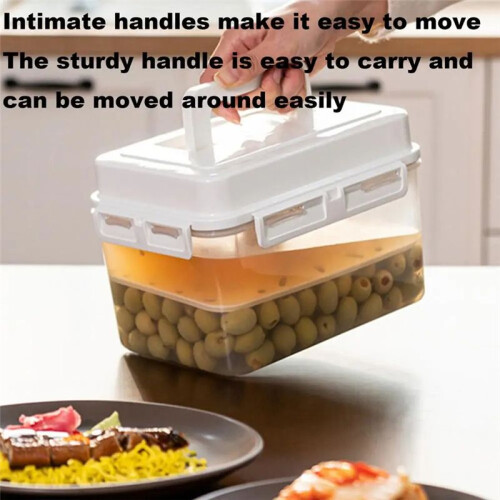 Pickle Container Rectangle Food Fermentation Storage Box for Home Kitchen Jar Airtight Pickle Press Keeper with Handle B 1