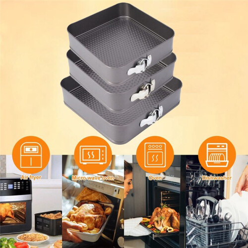 Cheesecake Baking Pan Spring Non-Stick Metal Square Baking Mold Spring Pan Leak-Proof Removable Kitchen Mold 2