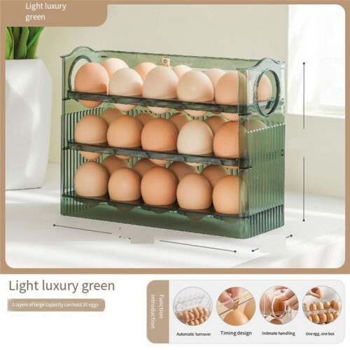 Refrigerator Egg Rack Flip Fridge Door Egg Storage Rack Tray Container Space Saving Egg Storage Box Rack Green 1