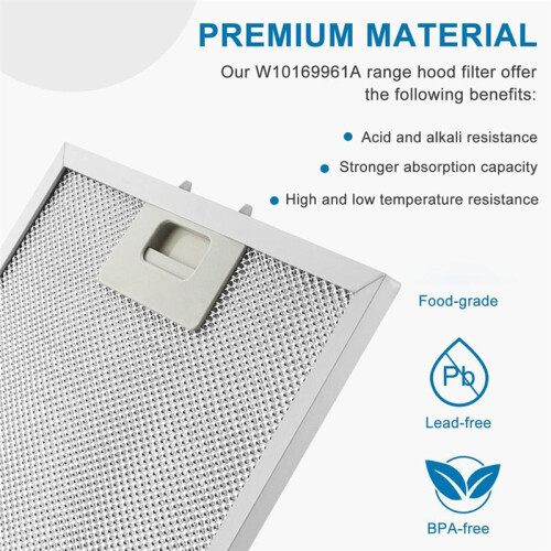 4-PCS W10169961A Range Hood Filter Exhaust Grease Filter Microwave Grease Filter with 5-Layer Aluminum Mesh 2