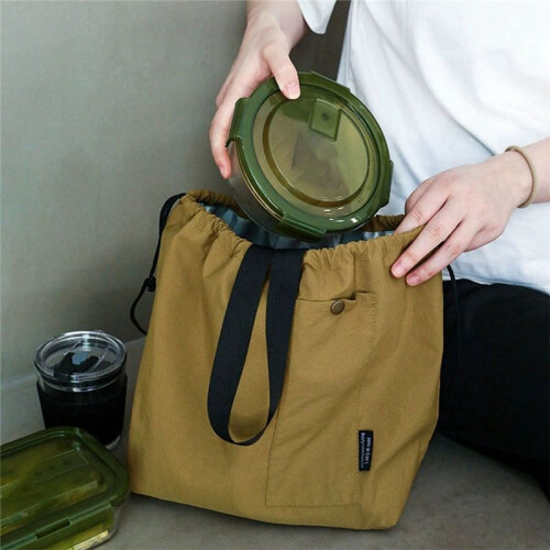 Lunch Bag Large Solid Color Drawstring Portable Thermal Insulated Picnic Storage Bento Box Bag 2