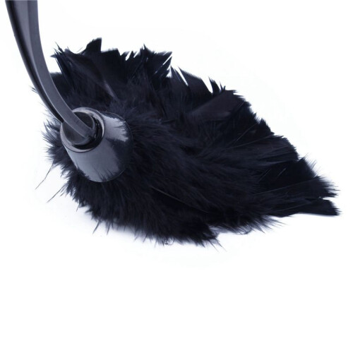 3Pc Fashion Turkey Feather Duster with Black Plastic Handle Cleaning Tool(Black)35cm 1