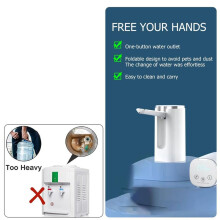 5-Gallon Water Bottle Dispenser,Foldable Automatic Water Bottle Pump with Display, Portable Electric Drinking Water Pump