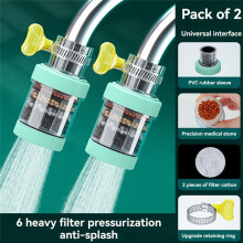 6-Layer Universal Faucet Filter, Splashproof & Water-Saving, Easy Install, 360 Rotatable Kitchen Tap Nozzle