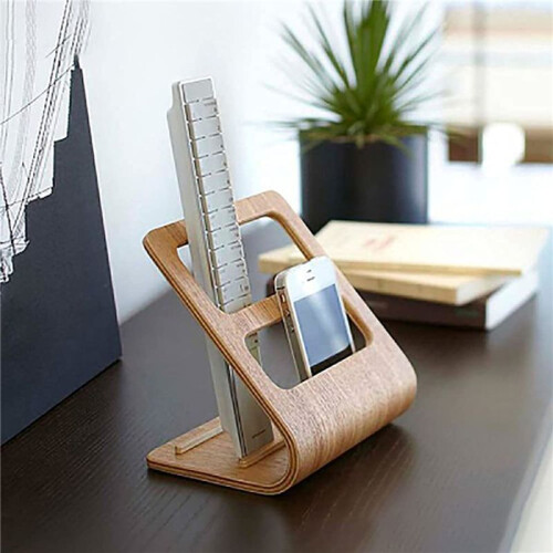 2X Remote Control Caddy Media Organizer, Coffee Table Remote Holder (Log Color) 1