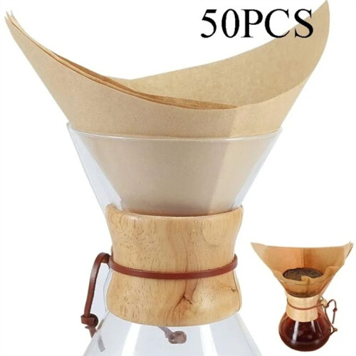 50PCS Square Coffee Filter for 3-10 Cups Natural Unbleached Disposable Coffee Filter Easy Carry Home Office Coffee Maker 2