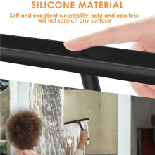 2X Silicone Shower Squeegee with Hook & Lanyard, Black Window Glass Scraper, Mirror Screen Wiper, Multi Cleaner