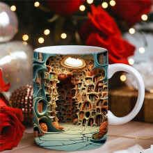 Bookshelf Mug 11Oz - A Library Shelf Cup, Library Bookshelf Mug, Book Lovers Coffee Mug, Space Design No.9
