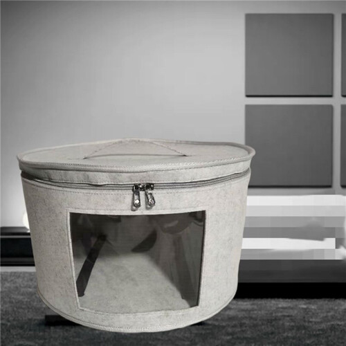 3X Hat Box Organizer Round Travel Hat Boxes Foldable Hat Storage Bag with Dustproof Lid Large Hat Storage Box A 2