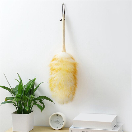 2X Lambswool Dusters with Solid Wooden Handle, Flexible , Anti-Static,for Office, Home and Car Etc. 1