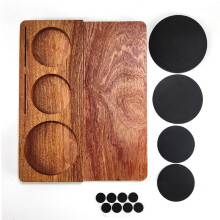 Walnut Wooden Tamping Station Espresso Tamping Station for 51/54/58mm Portafilter Coffee Tamper Mat with Non-Slip