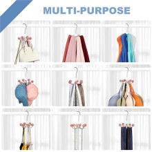 Hoodie Hangers 4-Pack with 6 Balls, 360Swivel Purse Hanger, Scarf Hanger, Closet Hooks, Handbag Organizer, Bra Hanger