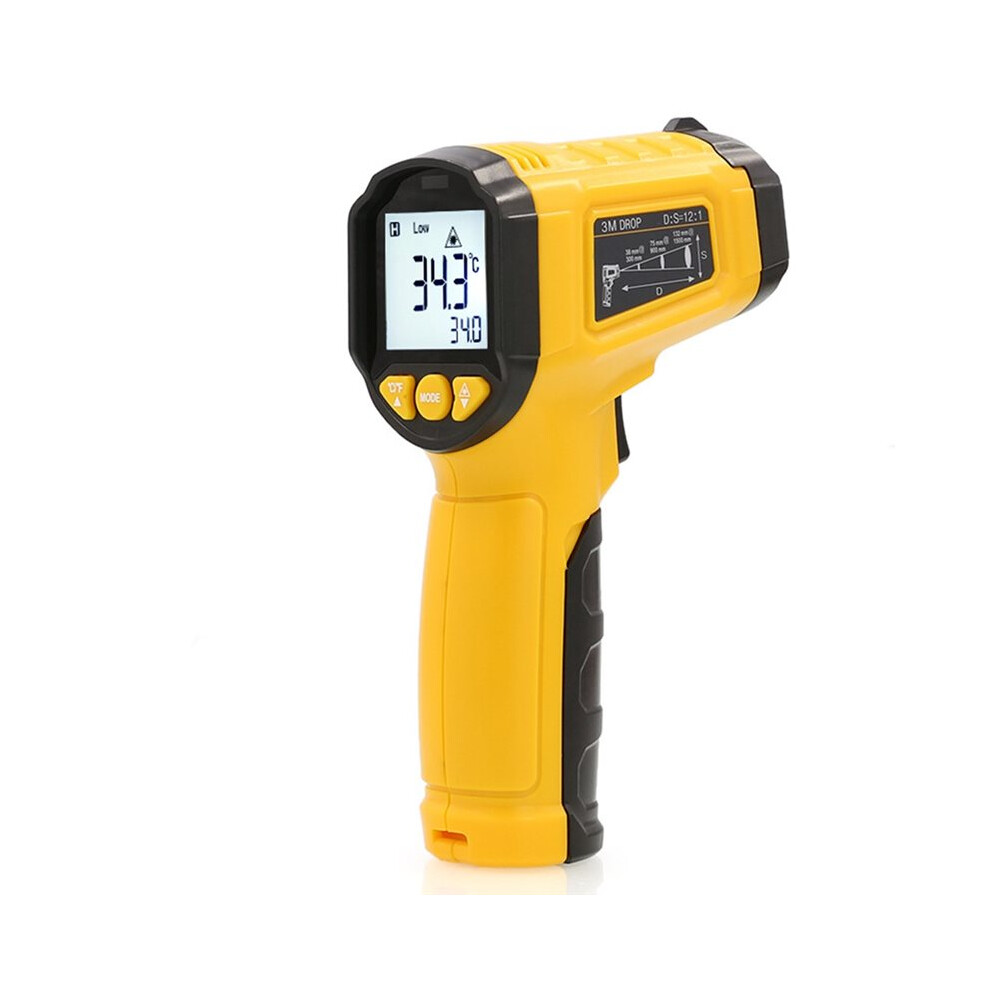 Jojomino Hytais Infrared Thermometer Digital Temperature Gun Laser Non-Contact Temp Ir Temperature Sensor Adjustable Emissivity Yellow