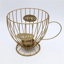 2X Coffee Capsule Storage Basket Coffee Cup Basket Coffee Pod Organizer Holder Coffee Pod Holder Accessories (Gold)