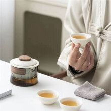 1 Bowl 3 Cups Tea Cup Set Household Tea Making Travel Tea Set Outdoor Portable Bag Chinese Tea Set Supplies, D