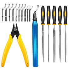 3D Print Deburring Tool Set with 11pc High Speed Steel Blades Removing Burr 5Pcs Needle File 1pc Micro Wire Cutter