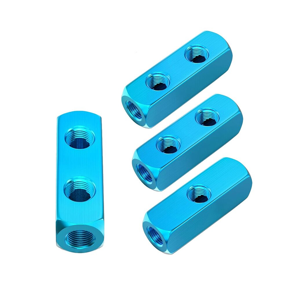 4Pcs Aluminum Air Compressor Manifold, 2-Way 5-Port Distribution Block Splitter With 1/4" 6133053082564