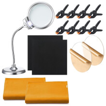 Sports Cards Grading Kit Card Grading Centering Tool Flattening Kit, LED Magnifying Table Lamp, Clear Acrylic Rounds