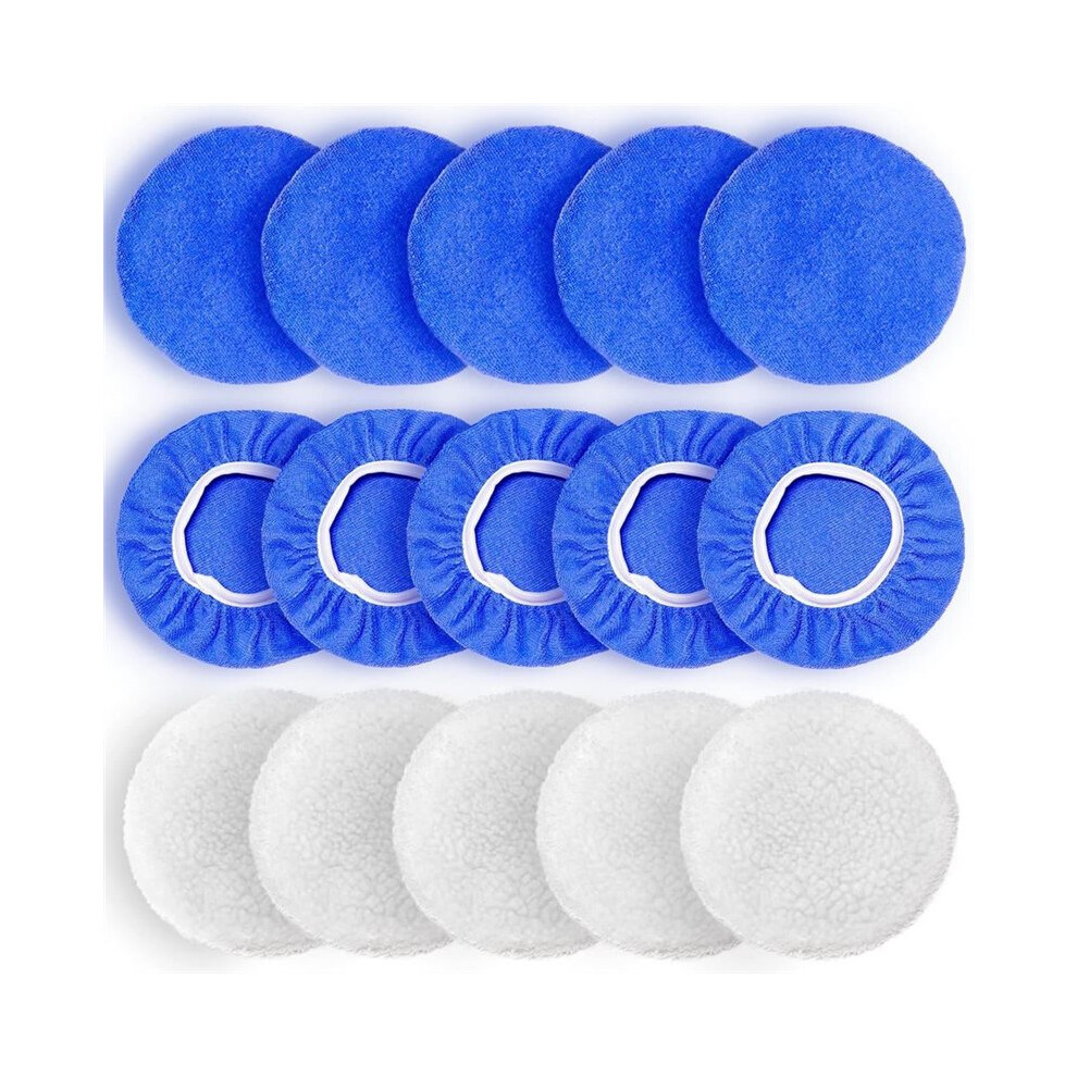 Car Detailing, 9 To 10 Inch Car Polisher Pad Bonnet, 15Pcs Car Polishing Bonnet Buffing Pads, 10XMicrofiber+5Xwoollen 6133495371653