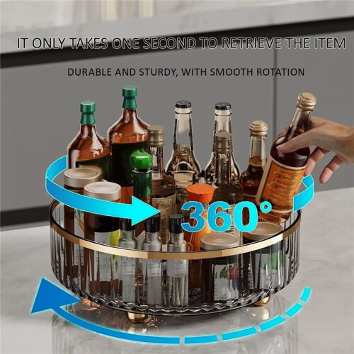 1pcs Round Plastic Clear Rotating Container Bins for Cabinet Pantry Kitchen Countertop Refrigerator 2
