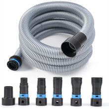 20 Fuß Schlauchset für Elektrowerkzeuge, 2-1/2 Zoll Staubabsaugschlauchanschluss, für Haus- und Werkstattsauger, Tischkreissäge, Schleifmaschine