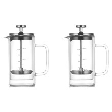 2X Apparecchio da Caffè con Filtro Un Pressa Un Pressione Nel Vetro Borosilicato Ad Alto Strato Un Doppio Strato Caffettiera Francese con Scala