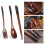 6X Wooden Flatware Set, Wooden Portable Set Chopsticks Spoon Fork Tableware Dinnerware with Black Twining Thread 4