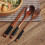 6X Wooden Flatware Set, Wooden Portable Set Chopsticks Spoon Fork Tableware Dinnerware with Black Twining Thread 1