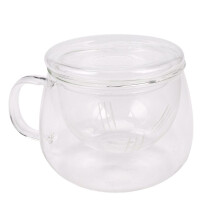 3X 3 in 1 Set Clear Heat Resistant Tea Coffee Cup with Tea Infuser Filter Lid Use for Home Office