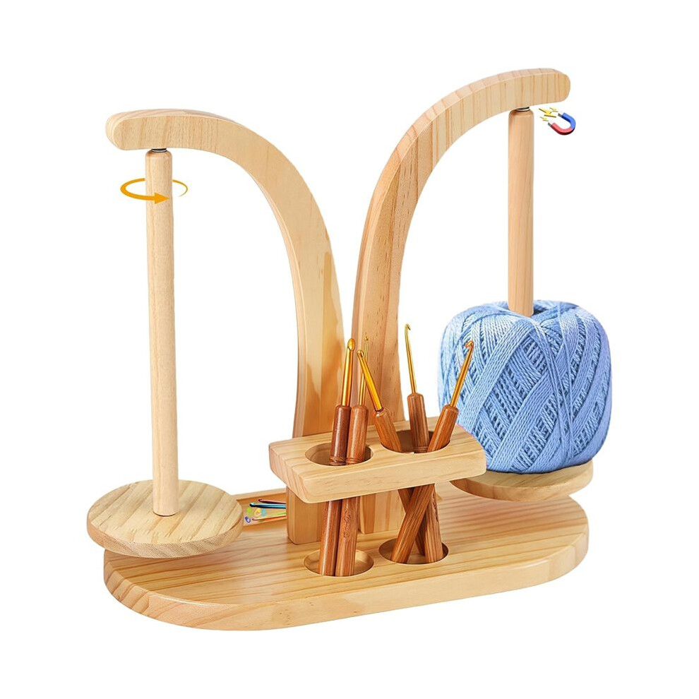 Wooden Yarn Spinner,Magnetic Wool Holder,Double Yarn Holder Stand,Rotatable Spool Holder For Knitting Crochet Lover 4711816902049