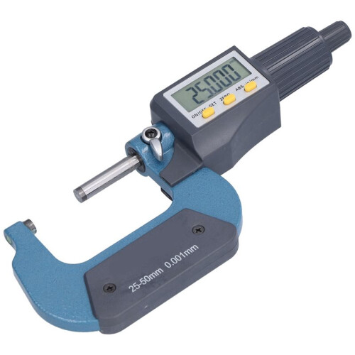 Digital Micrometer 25‑50mm High Precise 0.00005in/0.001mm Resolution Measuring Tool Professional Thickness Measuring