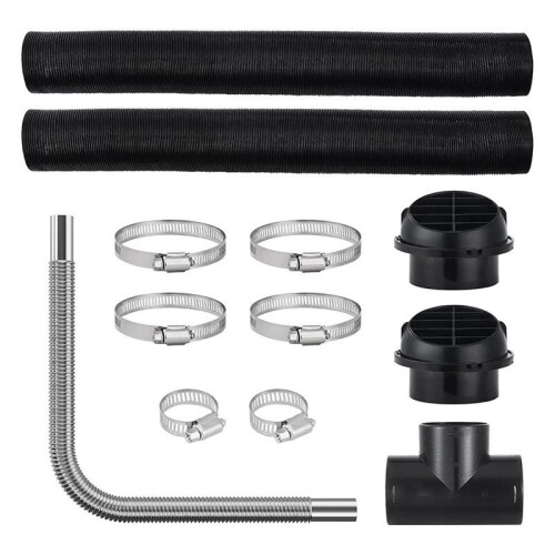 Conjunto de Dutos para Aquecedor A , Mangueira de Ar Extensível de 3 Polegadas, Tubo de Exaustão de 1 Polegada, 2 Saídas de Ar, Conector de
