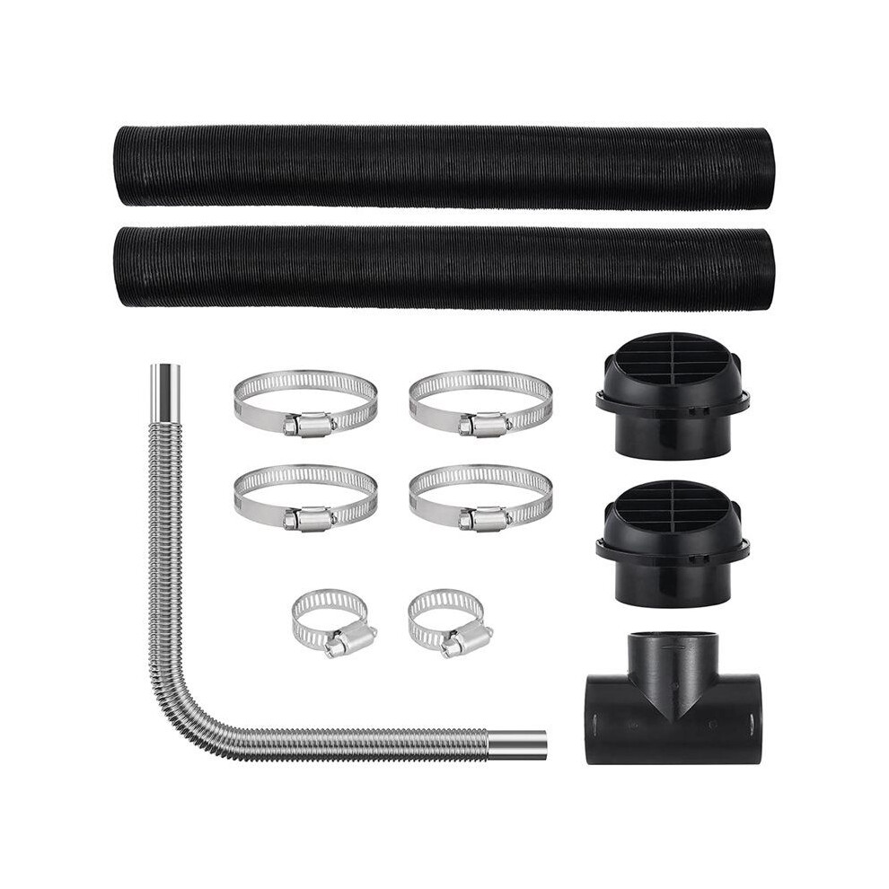 Tauoh Heater Pipe Ducting Set, 3Inch Extendable Air Duct Hose, 1Inch Exhaust Pipe,2 Air Vents,Tee Air Outlet Connector