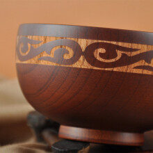 5X Mongolian Style Wooden Bowl Soup Salad Rice Noodle Bowls Ethnic Style Natural Wood Kids Wood Bowl Tableware