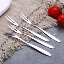 30Pcs Stainless Steel Reusable Fruit Fork Cake Snack Dessert Salad Flatware Fork Two-Tine Fork Set Kitchen Tool 13cm