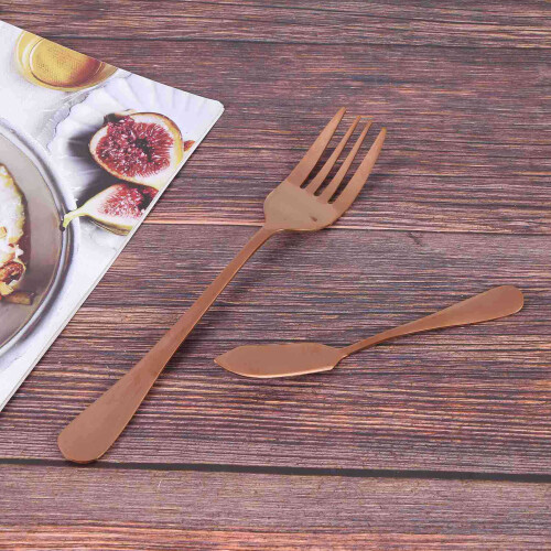 12-Piece Serving Flatware Silverware Set, Serving Utensil Set,Include Cake Server, Slotted Serving Spoon Rose Gold 2