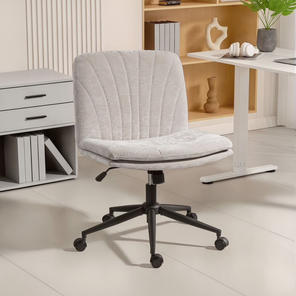 B&Q - Criss Cross Chair With WheelsArmless Wide Office ChairBeige - Image 2