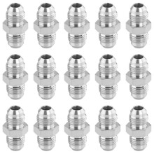 Hydraulic Hose Adapter, 3/8" JIC Male - 3/8" JIC Male, JIC 37 Flare Straight Union Fitting - 15 Pack