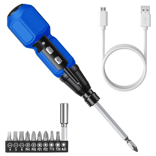 Power Screwdriver Cordless Rechargeable, Electric Screwdriver Sets, Motorized Screwdriver with LED Lights and USB Cable