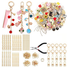 325Pcs Charms Lip Gloss Keychain Making Kit,Including 20 Keychain Clips,Keychains Making Supplies for Jewelry Making