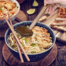 8 Piezas de Manejar Largo Japonés Cuchara Ramen Cuchara de Madera Olla Caliente Cuchara de Concha de Tortuga Cuchara de Madera Postre de Sopa
