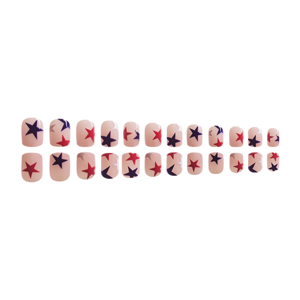 Dachuang Beauty Star Print Fake Nails - Short & Natural