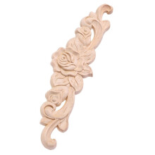 24 Stücke 20 x 5 cm Gummi Holz Geschnitzte Lange Onlay Applique Unlackiert Rose Blume Tür Haus Dekor Europäischen Stil