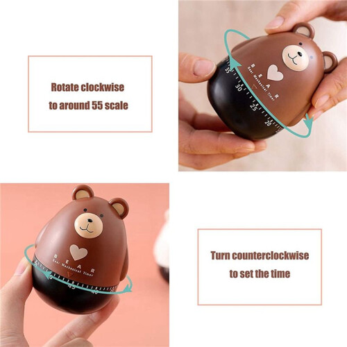 2X Kitchen Timer Egg Timer Countdown Timer Mechanical Animal Family Timer 55 Minutes,for Cooking,Sports,Learning,Brown 2
