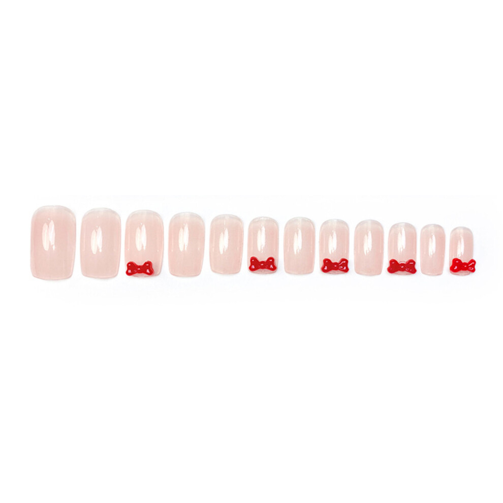 Dachuang Beauty Pink Fake Nails With Bowknot, Long Lasting For Stage
